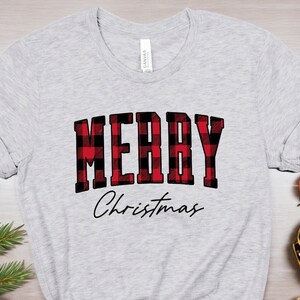 Merry Christmas Sweatshirt: Buffalo Plaid Holiday Shirt