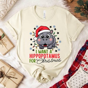 Hippo Christmas Lights T-Shirt: Fun Family Xmas Tee