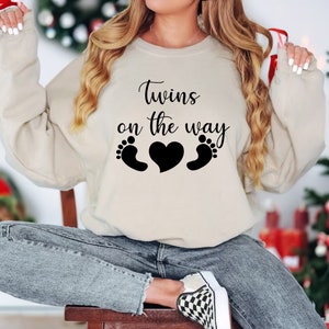 Sweat Twins On The Way : t-shirt pour faire-part de grossesse