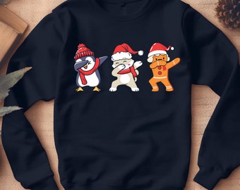 Penguin and Friends Christmas Sweatshirt, Animal Crewneck