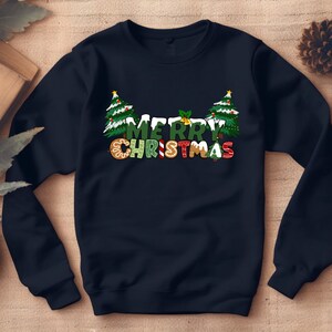 Frohe Weihnachten Sweatshirt, Weihnachtsbaum Sweatshirt, Weihnachts-Shirt für Freunde, Weihnachten Rundhals-T-Shirt, Weihnachtsgeschenk, Weihnachten 2024