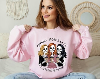 Halloween Mom Sweatshirt: Spooky Caffeine-Required Witchy Tee