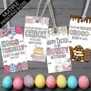 Printable Easter Gift Tags for Kids Classroom | Students Easter Basket Favor Tags | School Activity Digital Download | Pun Funny Treat Tags