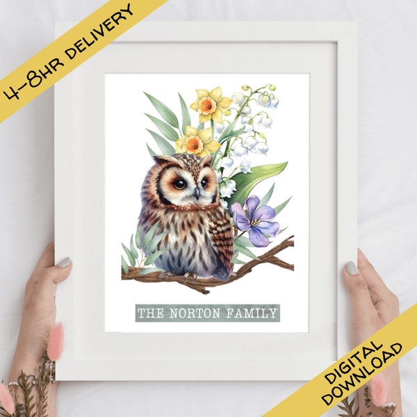 Custom Birth Month Flowers & Birth Birds | Personalised Family Bouquet Gift | Birth Month Birds | Gifts for Mom and Grandma