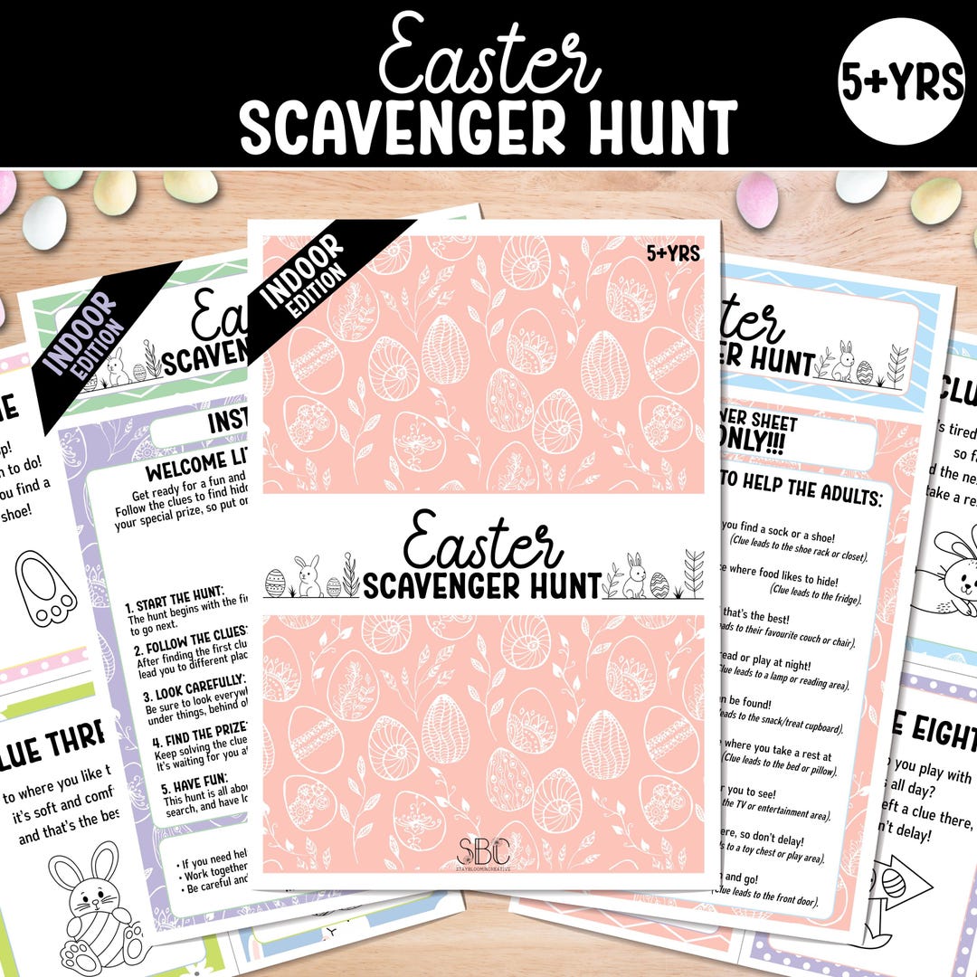 Indoor Easter Scavenger Hunt Printable for Kids | Fun Easter Egg Basket ...