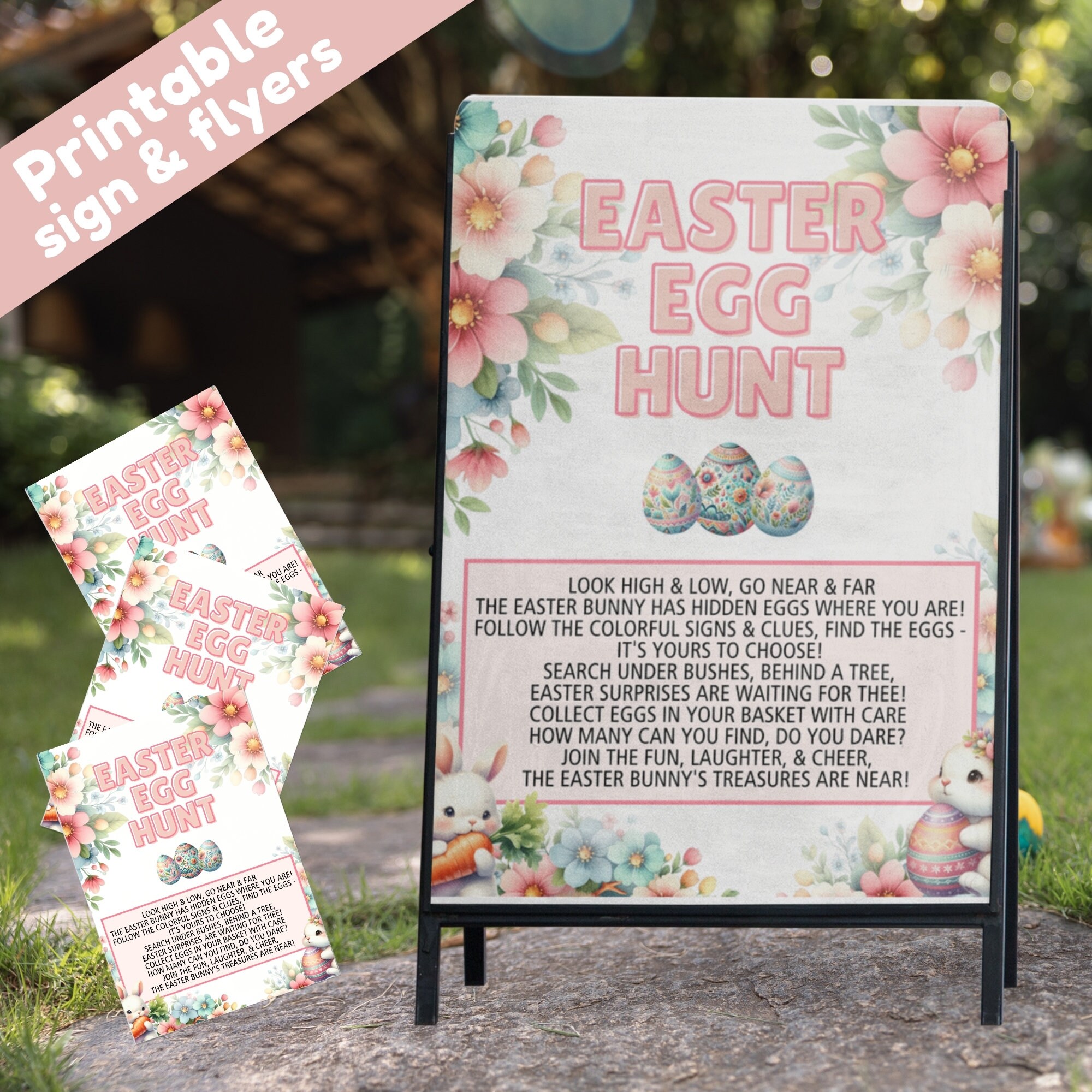 Easter Egg Hunt Sign Printable Easter Egg Hunt Flyers Printable Digital ...