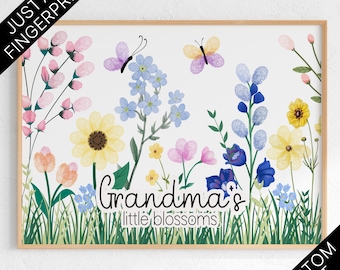 Mother’s Day Custom Fingerprint Garden Art | DIY Kids & Family Craft Printable | Keepsake Gift for Grandma, Mom, Nana | Personalized Present