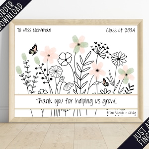 Teacher Appreciation Fingerprint Custom Art Gift Digital Download | Personalized Thank You Teacher From Students | Kids DIY Keepsake