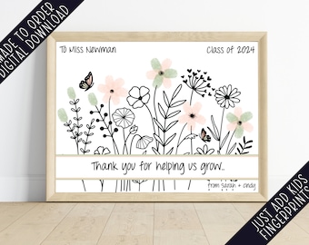 Personalized Teacher Fingerprint Art: Custom DIY Gift (Digital Download)