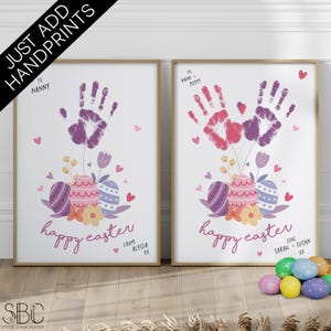 Happy Easter Handprint Art Printable for Kids | DIY keepsake Activity | Toddler Preschool Craft Fun | Instant Digital Download