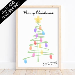Arte con impronte digitali dell'albero di Natale / Attività stampabili per bambini di Buon Natale / Artigianato fai da te per bambini / Download digitale di Natale