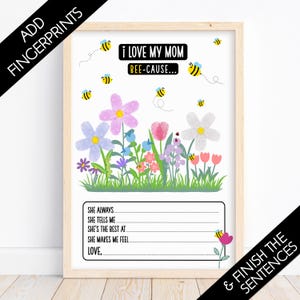 Muttertag Andenken | Kinder Fingerabdruck Aktivität Kunst Handwerk | Ich liebe meine Mama Bee-Cause | Einzigartige Spaß DIY Geschenkidee für Mamma