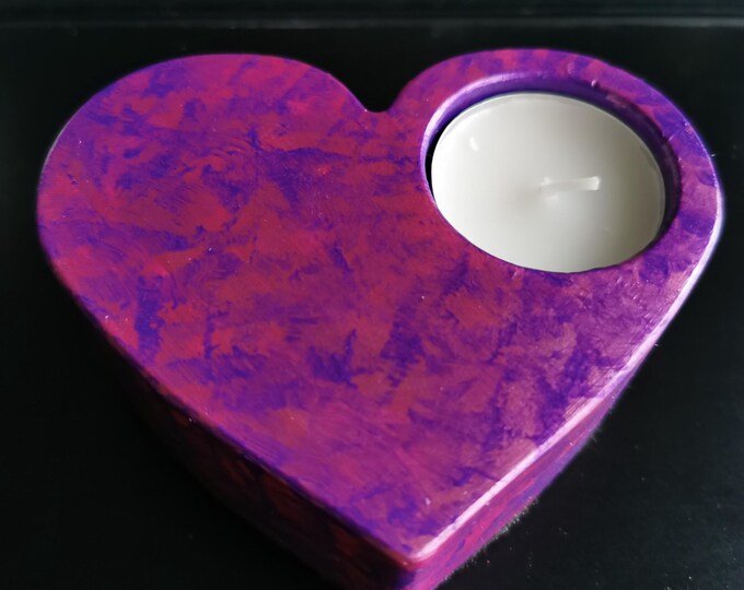 Stone Cast Heart Shaped Tealight Holder (Tealight NOT included) - Casted and Hand painted by Ylva