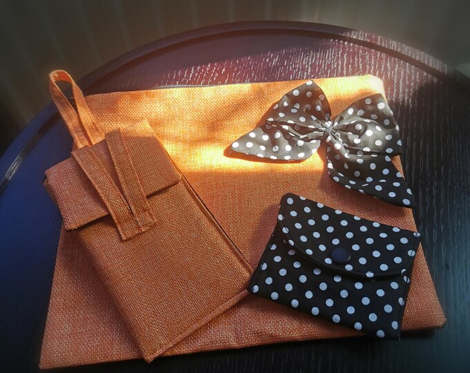 Orange/black Accessories (3 different products available) - Handmade by Ylva