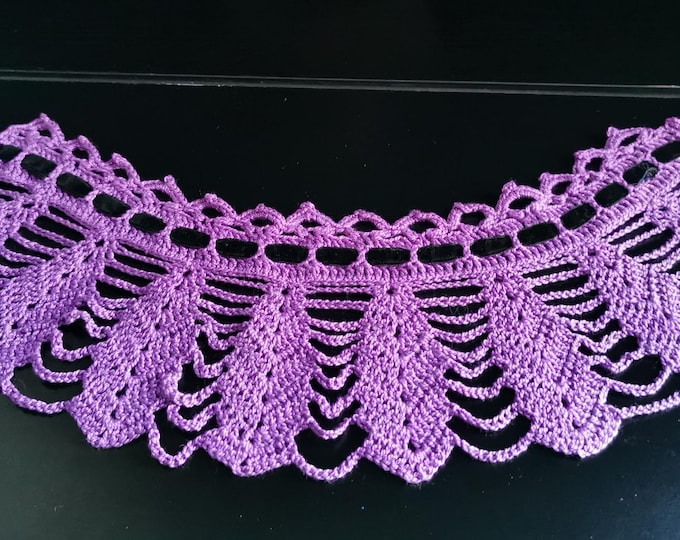 Crochet Choker Necklace Purple - Handmade by Ylva