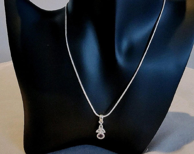 Small Triquetra Pendant With Amethyst (Sterling Silver)