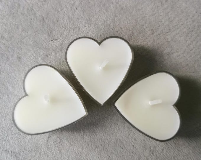 Set of 3 Heart Tealights (White)
