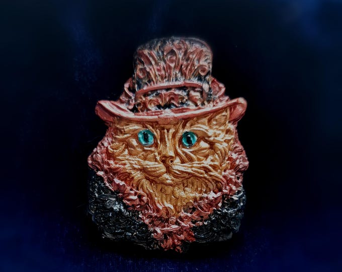 Steampunk Cat Tile - casted and handpainted by Ylva