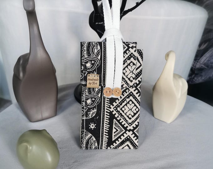 Handmade Boho Style Accessoires (Black Elephant Print - 2 different products available) - Handmade by Ylva