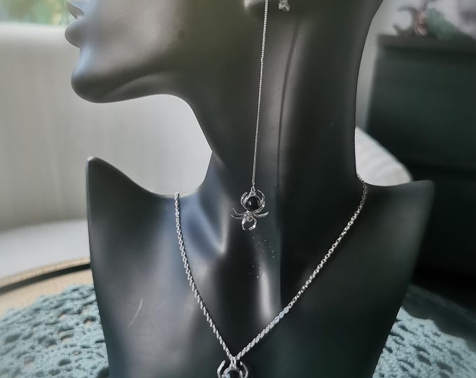 Obsidian Spider Necklace