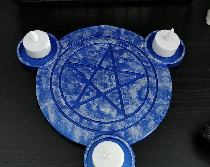 Pentagram Tealight Holder (2 different variations available) - casted and handpainted by Ylva (Tealight NOT included)