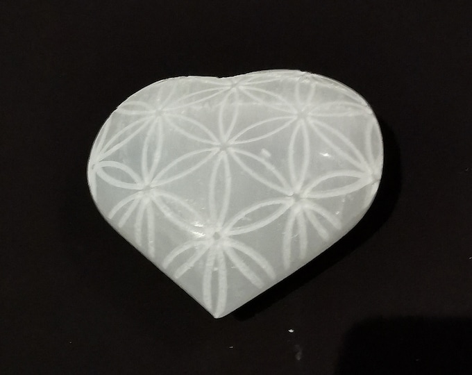 Selenite Heart (Flower of Life)