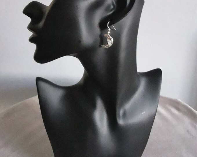 Celtic Knotwork Crescent Moon Earrings (Sterling Silver)