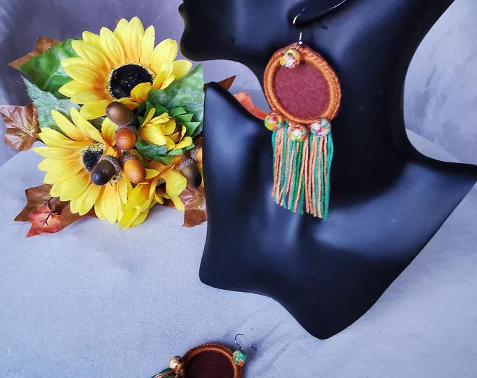 Crocheted Circle Earrings - Handmade by Ylva