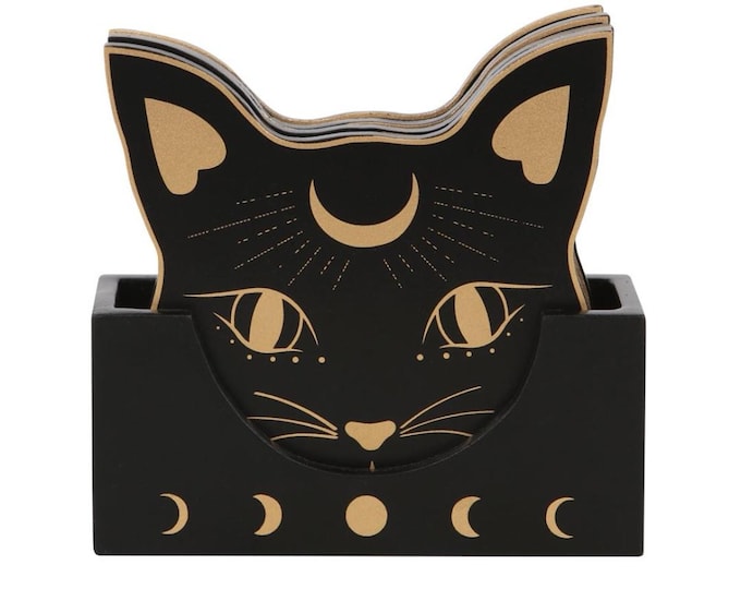 Set of 4 Cat Face Coasters