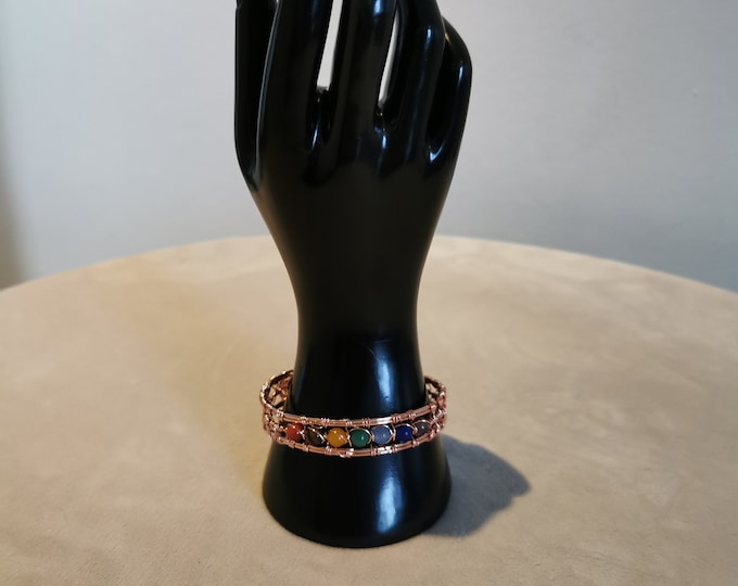 Copper Bracelet with Chakra Beads