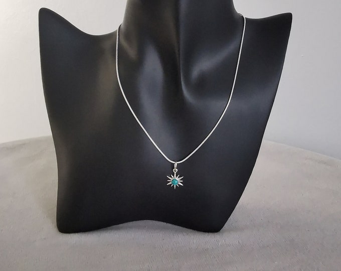 Sun Pendant with Turquoise (Sterling Silver)