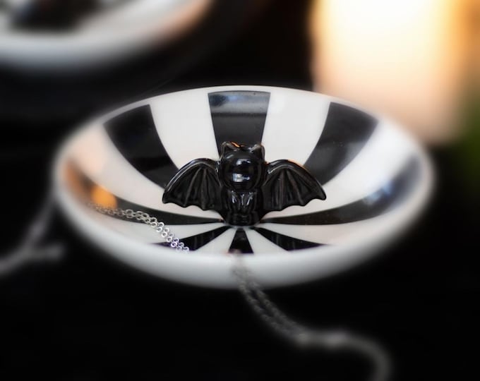 Black and White Bat Trinket Dish