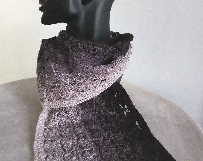 Black/Grey Scarf - Handmade by Ylva