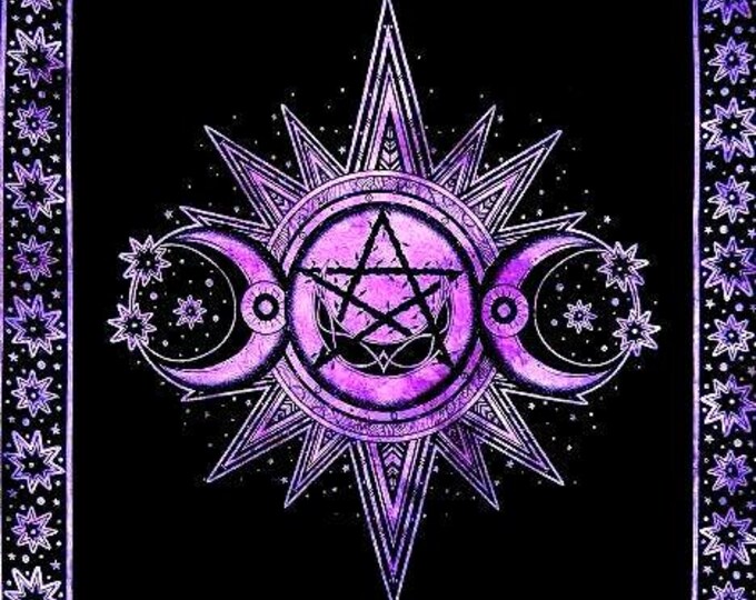 Altar Cloth Black/Purple (Triple Moon/Pentagram