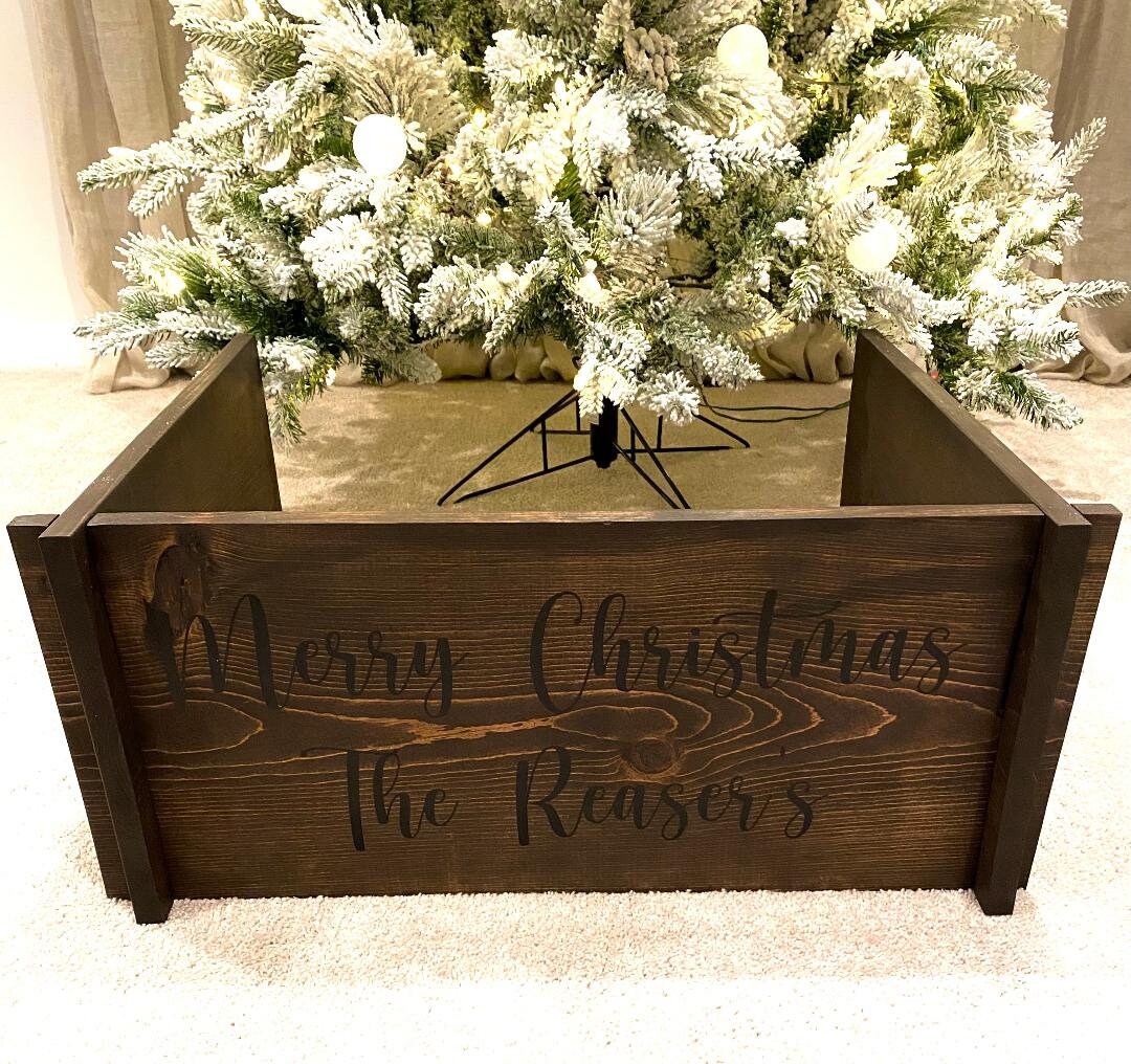 Custom Tree Decor, Christmas Tree Skirt Alternative, Wooden Holiday