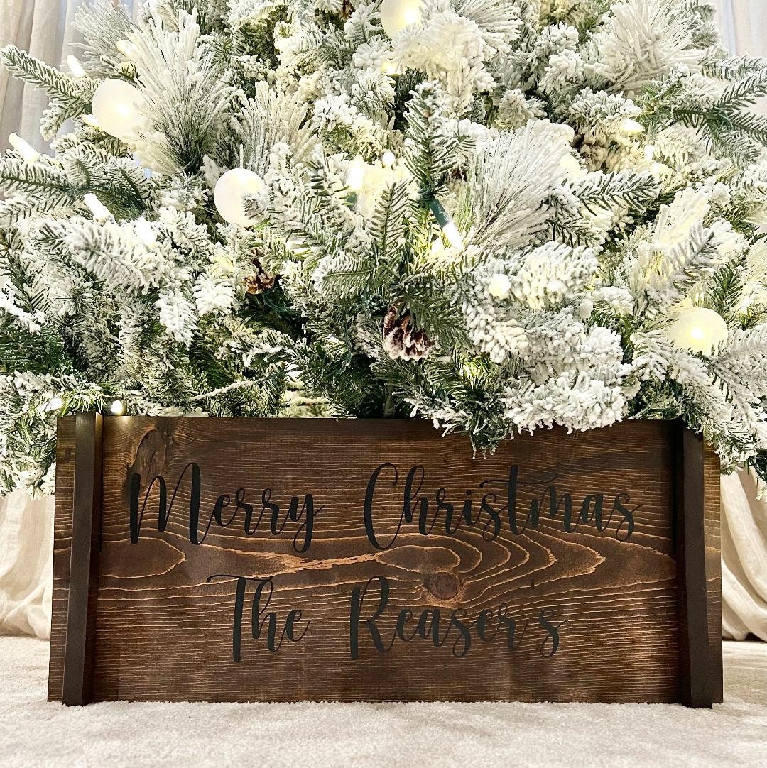 Custom Tree Decor, Christmas Tree Skirt Alternative, Wooden Holiday