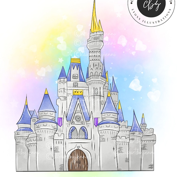 Watercolour Magic Kingdom Castle Clipart / Magic Kingdom Castle 300 Dpi PNG Download / Magic Kingdom Castle Sublimation / Magic Kingdom PNG