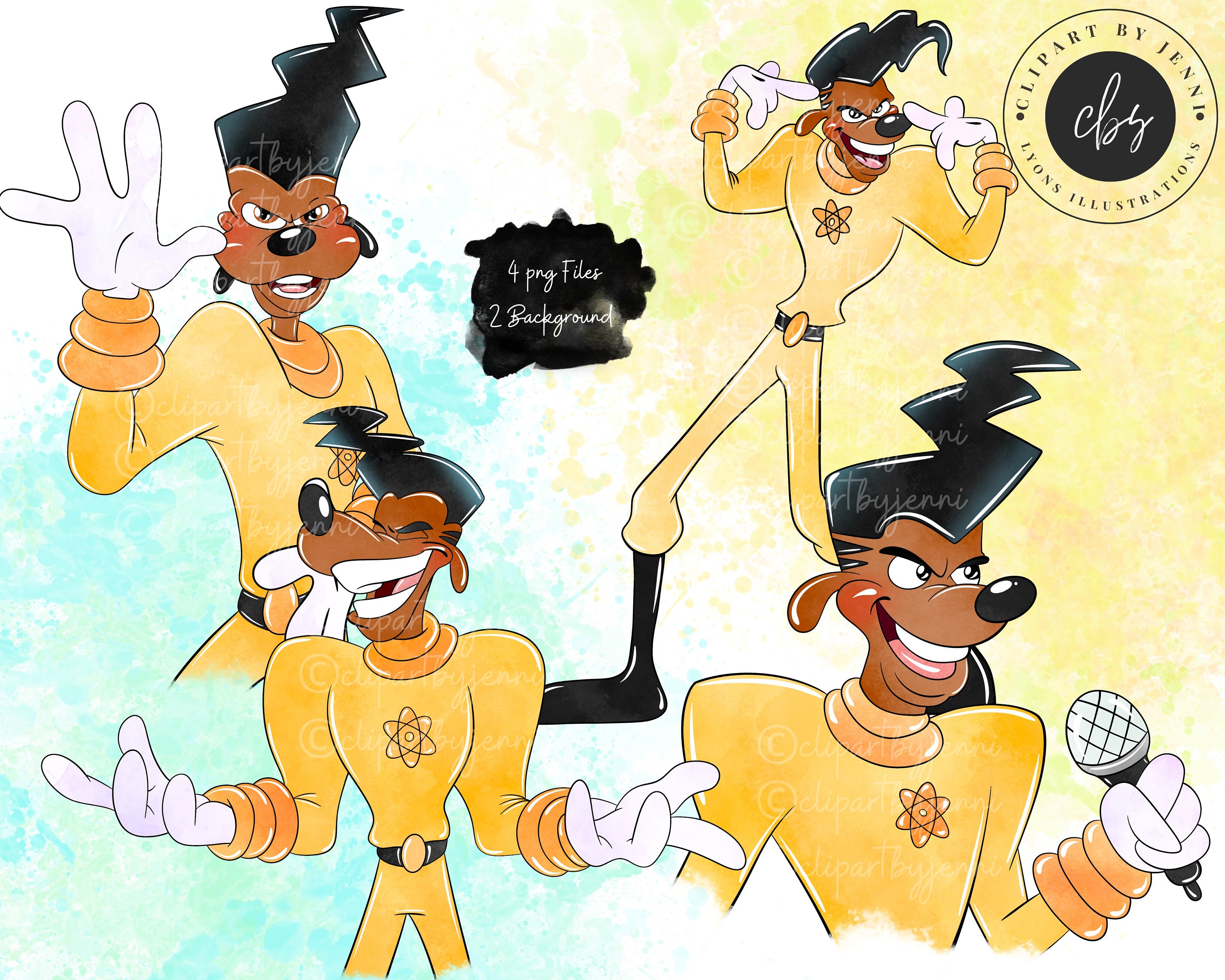 Watercolour A Goofy Movie Powerline Clipart Bundle Set / Powerline