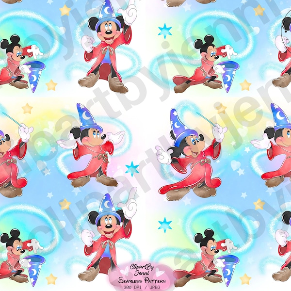 Watercolour Mickey Fantasia Seamless Pattern / Mickey Fantasia Seamless File 300 Dpi / Mickey Fantasia Digital Paper / Mickey Tumbler Wrap