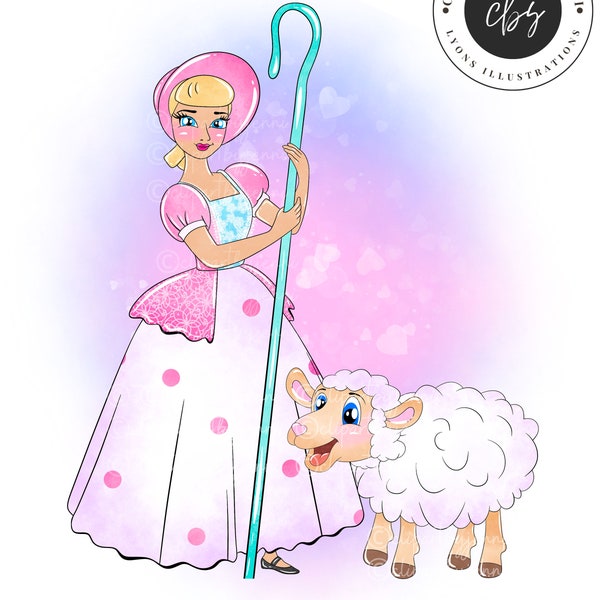 Watercolour Bo Peep Clipart / Toy Story Bo Peep PNG / Toy Story Little Bo Peep Sublimation / Toy Story Clip Art