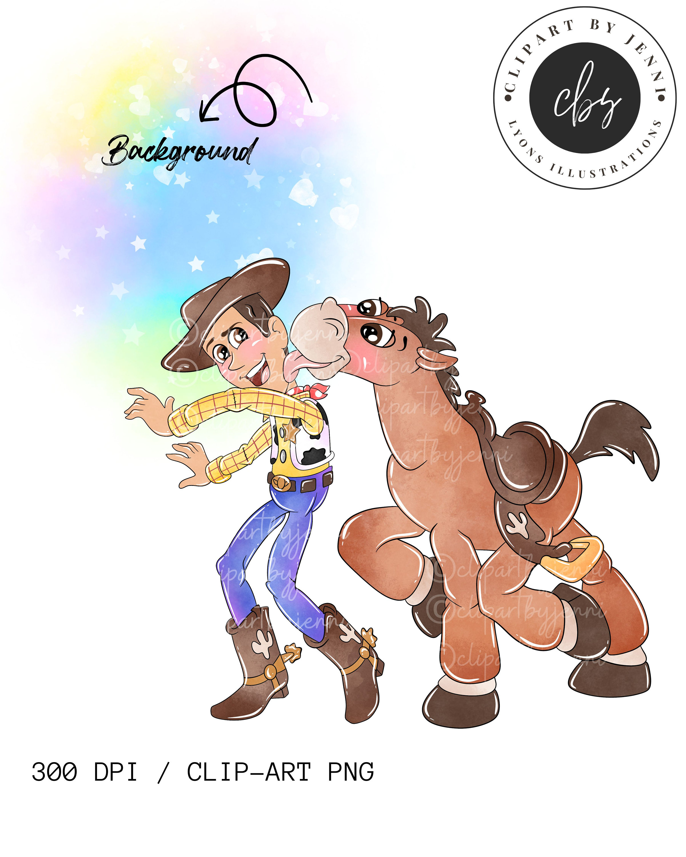 Watercolour Toy Story Woody & Bullseye Clipart / Toy Story Woody ...