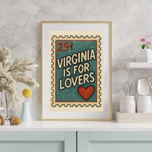 Virginia is for Lovers Retro Painted Stamp - Digital Art Download