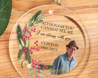 Personalized Memorial Photo Ornament, Acrylic Bereavement Gift