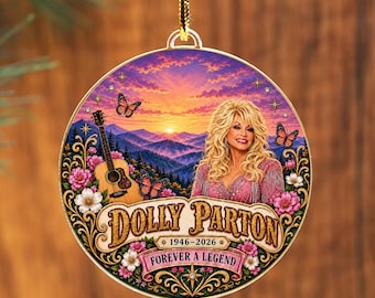 Dolly Parton Memorial Christmas Ornament, Forever A Legend Country Music Tribute, Dolly Holiday Decor