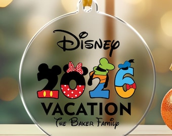 Disney Vacation Christmas Ornament, Personalized Family Trip 2026, Magic Kingdom Cruise Keepsake