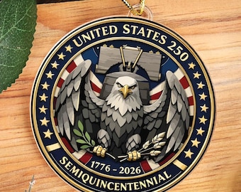 USA Independence Ornament, Patriotic Acrylic Keepsake, 250 Years Memorial Keepsake