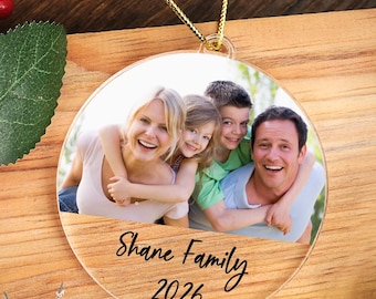 Personalized Family Photo Ornament, Christmas Keepsake Decoration