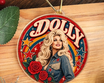 Dolly Parton Christmas Ornament, Country Music Fan Gift, Retro Holiday Tree Decor