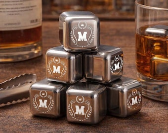 Personalized Whiskey Stones Set, Father’s Day Gift, Engraved Cubes, Present for Whiskey Lover Dad
