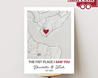Custom First Meeting Spot Metal Photo Print, Romantic Aluminum Decor, Romantic Anniversary Gift